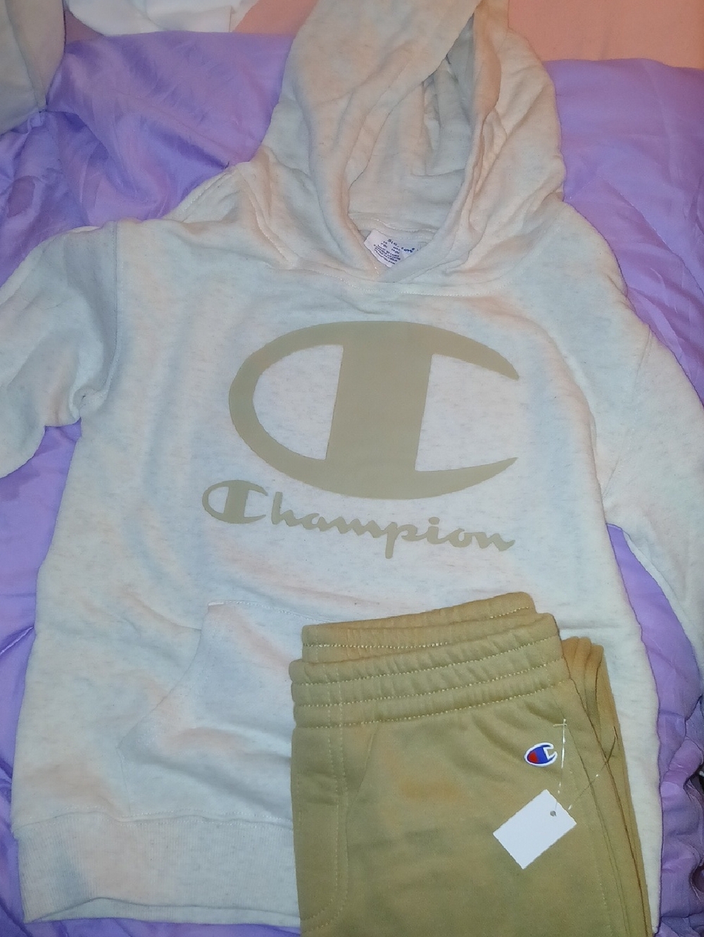 Champion Kids Hoodie and Joggers Set - Light Beige and Khaki